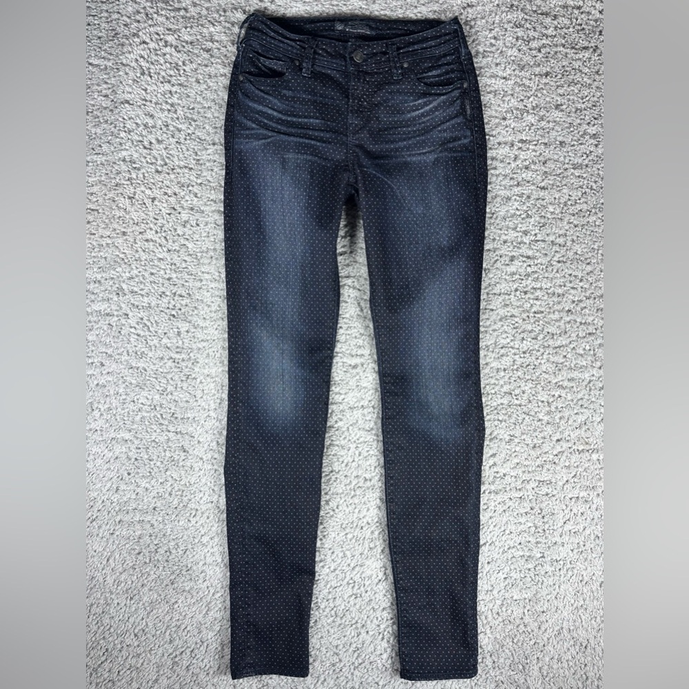 Silver Jeans Womens 26 Suki Super Skinny Low Rise Polka Dot Print Party Concert